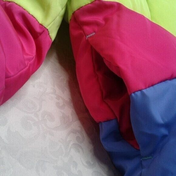 Cat & Jack Puffer Coat Jacket Girls Size XS 4/5 Purple Pink NeonYellow Blue Warm - Picture 9 of 15